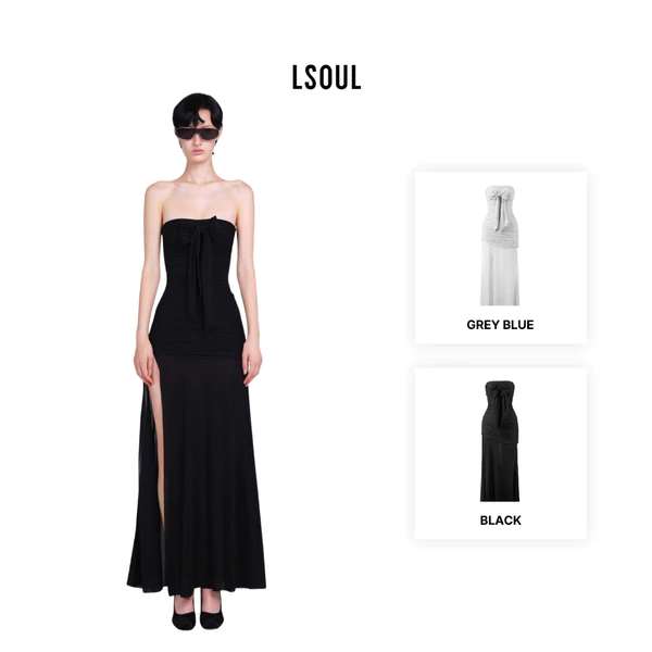 LSOUL Đầm Maxi Quây Đính Nơ Bản Lớn Ôm Body Tôn Dáng Xẻ Tà Rủ Mềm Sang Trọng Livia Dress V26041705
