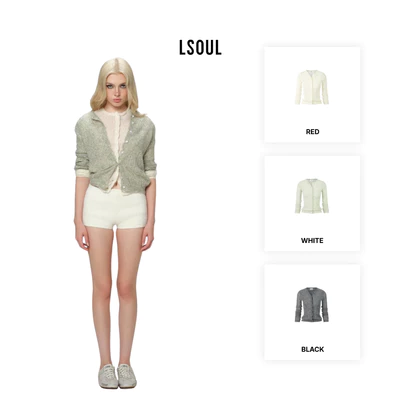 LSOUL Áo Len Dệt Kim Dài Tay Basic Mary Top + Quần Short Len Cạp Cao Bo Gân Echo Short A25102861