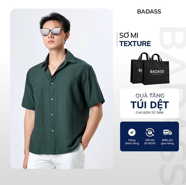 Áo Sơ Mi Nam Texture Tay Ngắn Form Regular Chất Liệu Lyocell Thoáng Mát Cao Cấp STNTK713