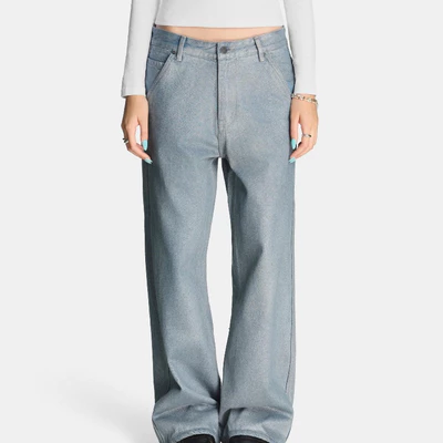 MAHU - QUẦN JEANS PHỦ BẠC ỐNG SUÔNG