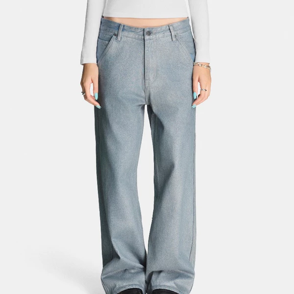 MAHU - QUẦN JEANS PHỦ BẠC ỐNG SUÔNG