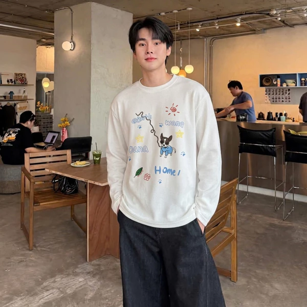 Áo Thun Tay Dài DogCartoon ZUTEE A86. Thun cotton In Hình Thoải Mái Thoáng Mát