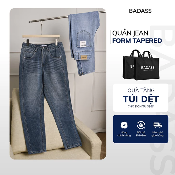 Quần Jean Nam BADASS Mềm Mại Co Giãn, Không Phai Màu Phong cách trẻ trung QJDTK613