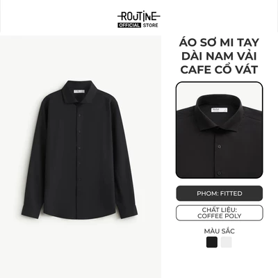 Áo Sơ Mi Tay Dài Nam Vải Cafe Cổ Vát Form Fitted - Routine 10F25SHL015