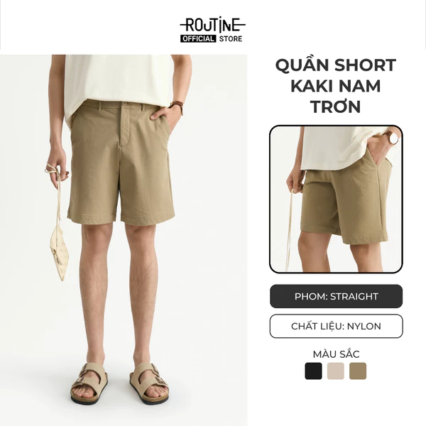 Quần Short Kaki Nam Trơn Form Straight - Routine 10S25PSH007