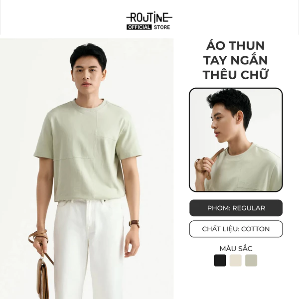 Áo Thun Tay Ngắn Thêu Chữ Form Regular - Routine 10S25TSS047