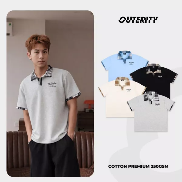 Áo Polo Cổ Caro Outerity Outer Lab Form Boxy Nam Nữ - Unisex Local Brand