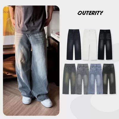 Quần Jean Outerity Wash Ver.2 Cạp Cao Ống Suông / Form Unisex Nam Nữ