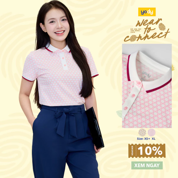 Áo Polo Nữ Yody In Tràn Hoạ Tiết WCPO26A009