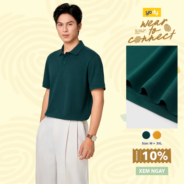 Áo Polo Nam YODY Ngắn Tay Nẹp To vải Sợi Polyester S.cafe chống UV MCPO26A060