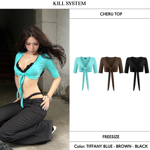 Áo khoác croptop buộc nơ tay lửng CHERU - 𝐊𝐈𝐋𝐋 𝐒𝐘𝐒𝐓𝐄𝐌