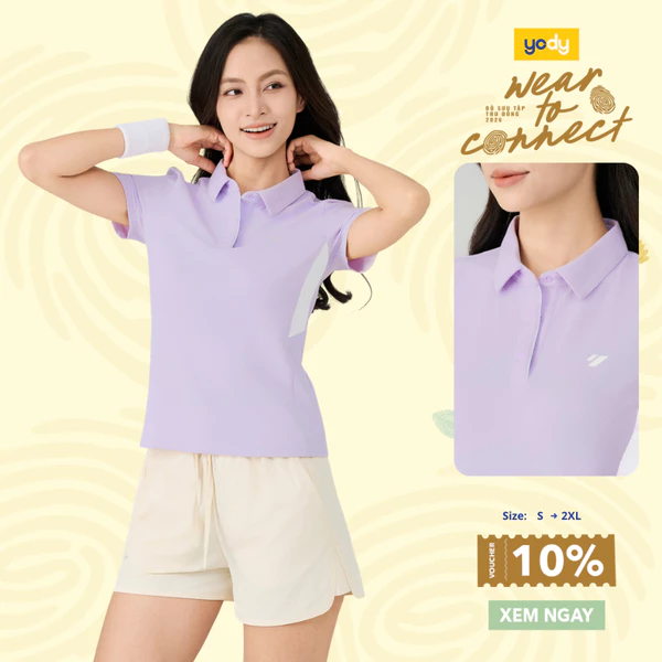 Áo Polo Sport Nữ Yody Slim Phối Thân Siêu Co Giãn Mềm Mịn Thoáng Mát WAPO26A032