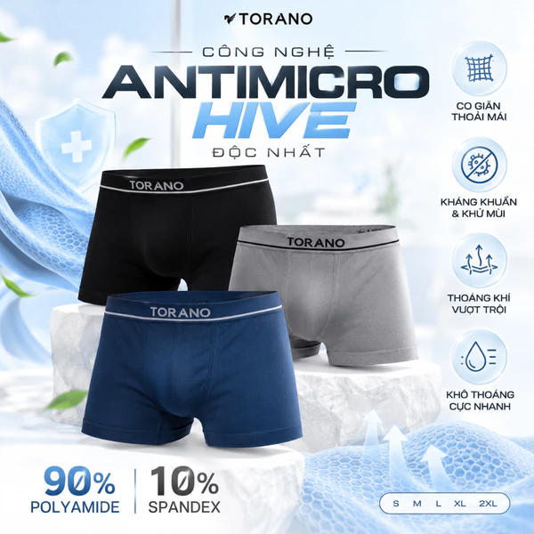Quần lót nam TORANO boxer viền gân nổi co giãn thoải mái UP006
