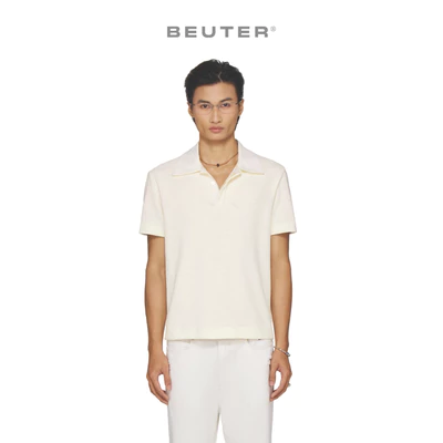Áo polo nam thiết kế giấu nút màu trắng ngà - BEUTER® CLASSIC POLO - CREAM