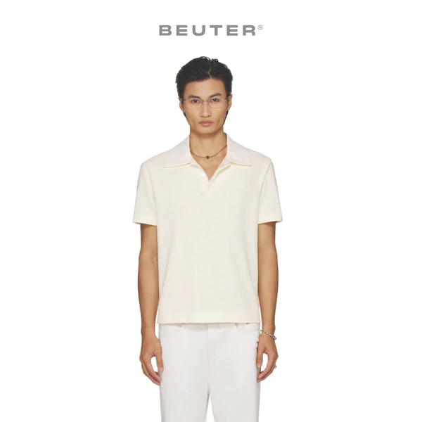 Áo polo nam thiết kế giấu nút màu trắng ngà - BEUTER® CLASSIC POLO - CREAM