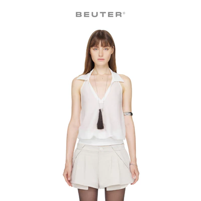 Áo Yếm Cổ Polo Khoét Sâu Hở Lưng Màu Trắng - BEUTER® WMNS DEEP-V HALTER POLO TOP - WHITE