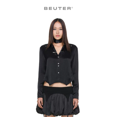 Áo sơ mi nữ thiết kế form Cropped fit - BEUTER WMNS Poplin Women's Shirt Black