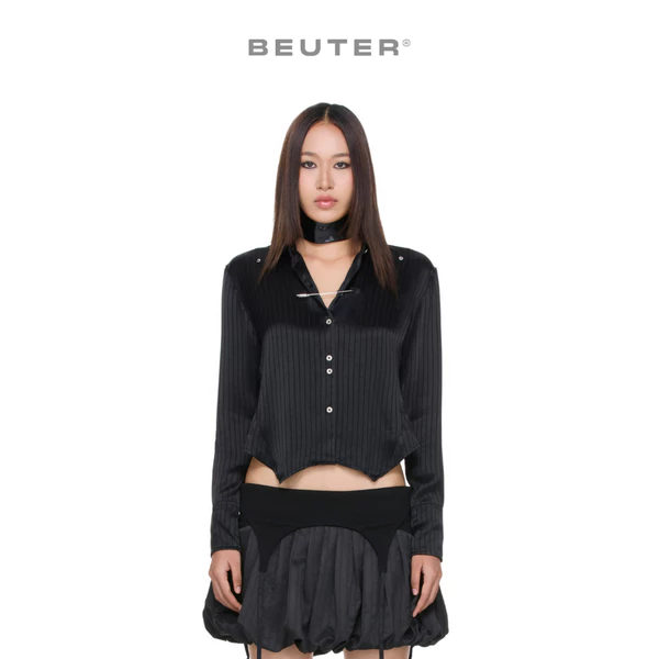 Áo sơ mi nữ thiết kế form Cropped fit - BEUTER WMNS Poplin Women's Shirt Black