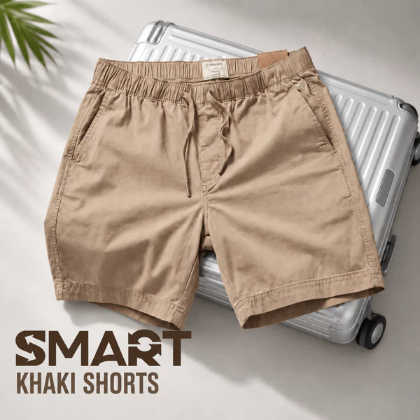 Quần short kaki nam SMART KHAKI SHORTS TORANO dáng basic cạp chun bền màu FSBK010