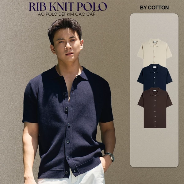 Áo Polo Dệt Kim Nam Cao Cấp Rib Knit Có Hàng Nút - BY COTTON