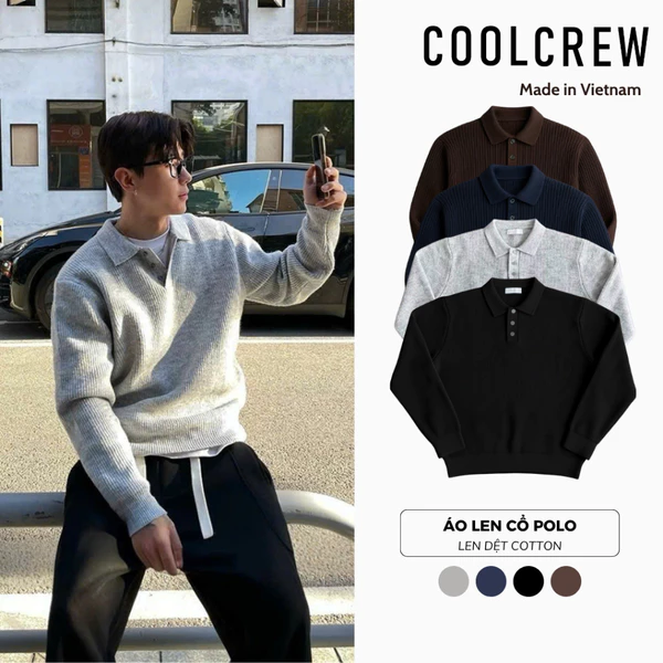 Áo Len Dài Tay Cổ Polo Unisex ALD 01, Nam Nữ 𝐂𝐎𝐎𝐋𝐂𝐑𝐄𝐖 Chất Len Dệt Tổng Hợp Streetwear ALD055