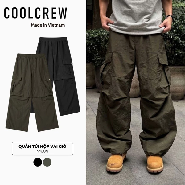 Quần Túi Hộp Vải Gió 𝐂𝐎𝐎𝐋𝐂𝐑𝐄𝐖 Cargo Pants Unisex Ống Rộng Phong Cách Hàn Quốc QTD122