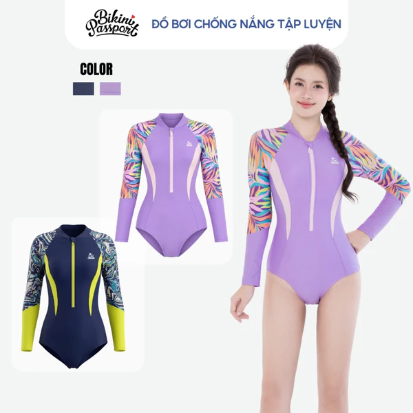 Đồ bơi một mảnh nữ tay dài chống UV tập luyện - Bikini Passport - BS566_PP