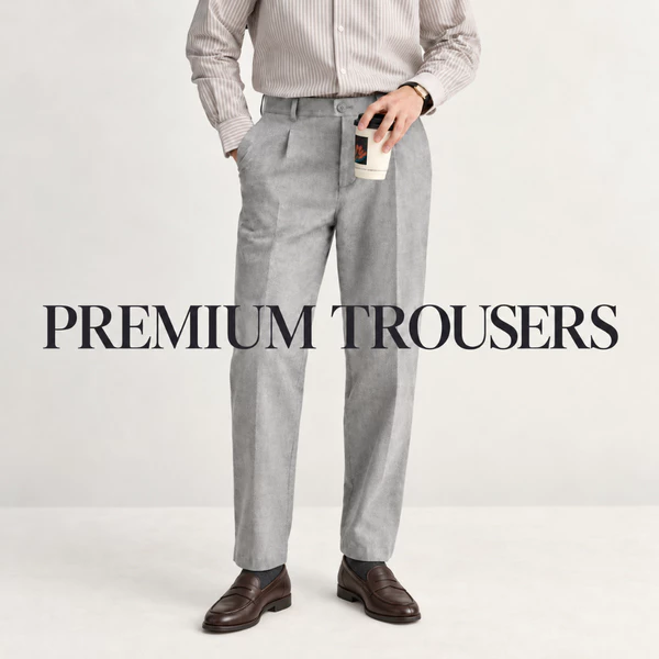 Quần âu nam PREMIUM TROUSERS TORANO  slimfit trơn cạp lót in logo GABT002