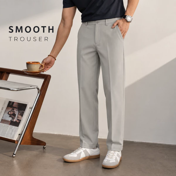 Quần âu smart SMOOTH TROUSER TORANO mặt vải phẳng phiu, hạn chế nhăn nhàu và co giãn thoải mái HABF801