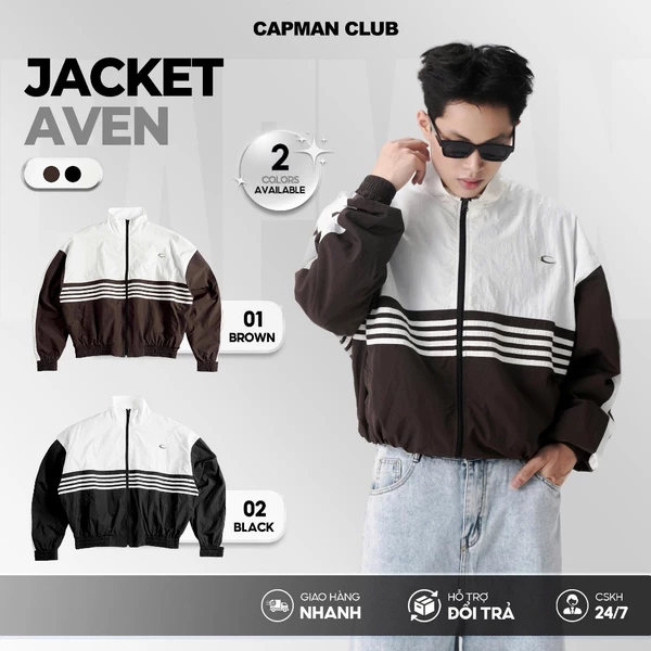 Áo khoác nam dù nhăn AVEN phom rộng boxy CAPMAN CLUB, áo khoác unisex trẻ trung nam nữ thoáng mát