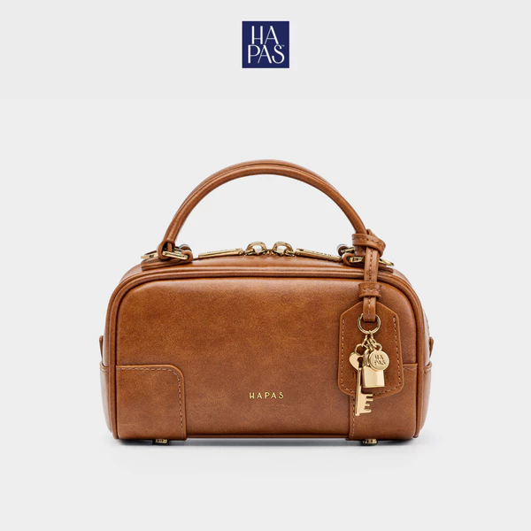 Túi Xách Tay Mini Dáng Hộp Lock Chic HAPAS Caramel - TXT2511127-R