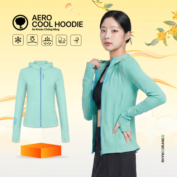 Áo Khoác Nữ Chống Nắng, Chống UV AERO COOL HOODIE Vải Co Giãn LIMEORANGE OO26477101