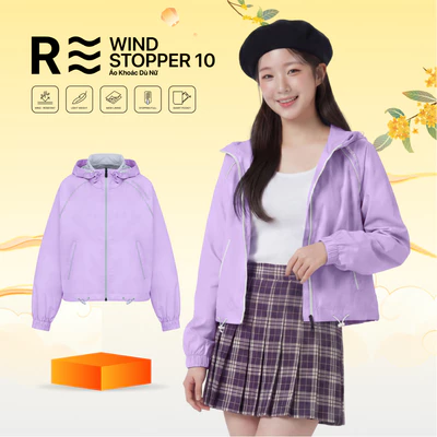 Áo Khoác Dù Nữ Dáng Lửng Chống Nắng Trượt Nước Windstopper 10 LIMEORANGE OO26267101