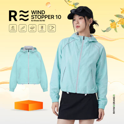 Áo Khoác Dù Nữ Dáng Lửng Chống Nắng Trượt Nước Windstopper 10 LIMEORANGE OO26267101