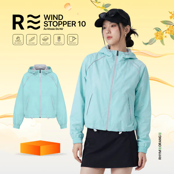 Áo Khoác Dù Nữ Dáng Lửng Chống Nắng Trượt Nước Windstopper 10 LIMEORANGE OO26267101