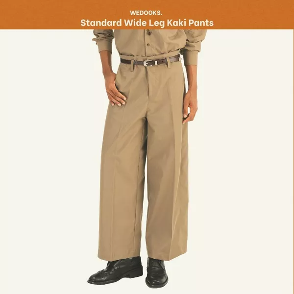 QUẦN KAKI ỐNG RỘNG, THIẾT KẾ LỆCH BIÊN, CẠP LIỀN - 𝐒𝐓𝐀𝐍𝐃𝐀𝐑𝐃 𝐖𝐈𝐃𝐄𝐋𝐄𝐆 𝐊𝐀𝐊𝐈 𝐏𝐀𝐍𝐓𝐒