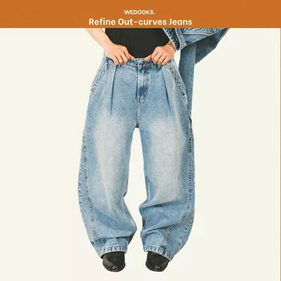 QUẦN JEANS WASH DÁNG ỐNG CONG - 𝐑𝐄𝐅𝐈𝐍𝐄𝐃 𝐎𝐔𝐓-𝐂𝐔𝐑𝐕𝐄𝐒 𝐖𝐈𝐃𝐄𝐋𝐄𝐆 𝐉𝐄𝐀𝐍𝐒