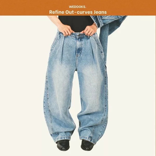 QUẦN JEANS WASH DÁNG ỐNG CONG - 𝐑𝐄𝐅𝐈𝐍𝐄𝐃 𝐎𝐔𝐓-𝐂𝐔𝐑𝐕𝐄𝐒 𝐖𝐈𝐃𝐄𝐋𝐄𝐆 𝐉𝐄𝐀𝐍𝐒