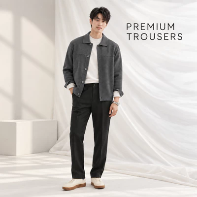Quần âu PREMIUM TROUSERS TORANO slimfit trơn cạp trơn thêu logo háng khuẩn và chống bám bẩn GABT501