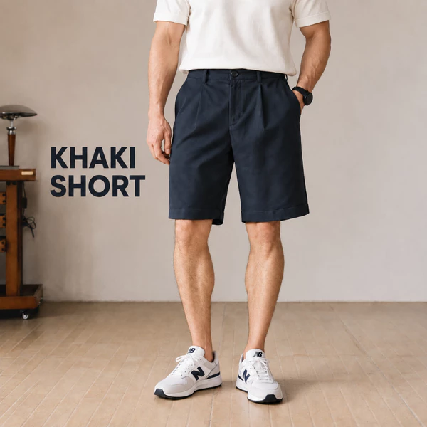 Quần short khaki nam SMART KHAKI SHORT TORANO thoáng khí, đứng form, thêu logo cao cấp HSBK800