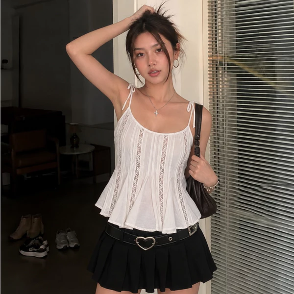 TUBYCATU Áo Hai Dây Babydoll Kelly Linen Form Xòe Nữ Tính
