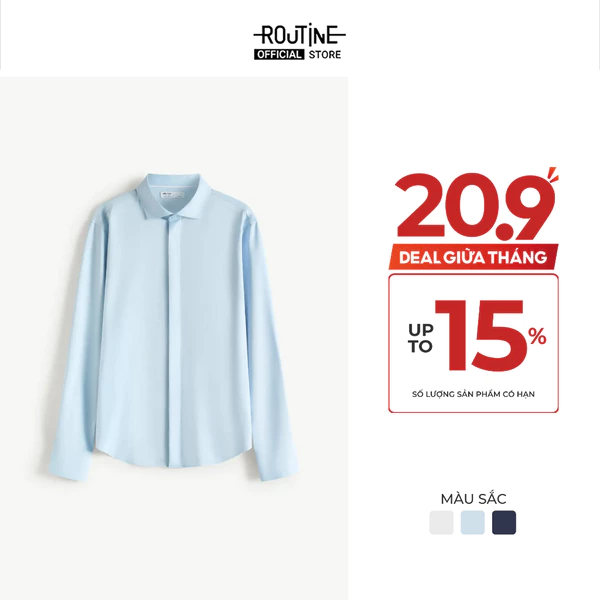 Áo Sơ Mi Nam Tay Dài Trơn Form Fitted - Routine 10S25SHL004