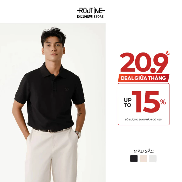 Áo Polo Nam Tay Ngắn Vải S.Café Trơn Form Fitted - Routine 10S25POL005