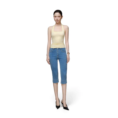 RUBIES Andy Jeans - Quần Ngắn Nữ Vải Jean Mềm Ống Ôm Dáng Legging Ngố