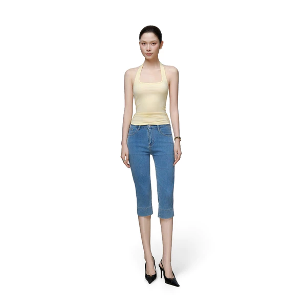 RUBIES Andy Jeans - Quần Ngắn Nữ Vải Jean Mềm Ống Ôm Dáng Legging Ngố