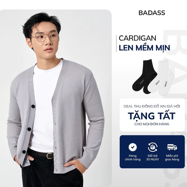 Áo Cardigan Nam BADASS Lông Thỏ Mềm Mịn Ấm Áp Form Regular Thời Trang Thu Đông - CARTK601
