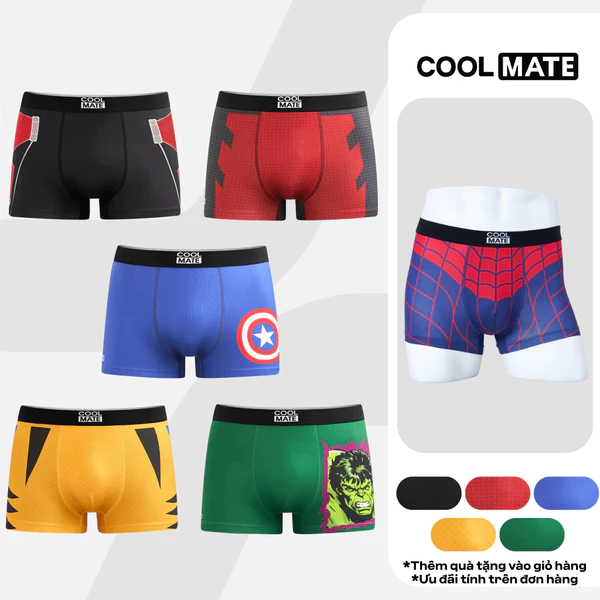 Combo 5 quần lót nam Trunk siêu anh hùng thoáng khí Coolmate [BST MARVEL]