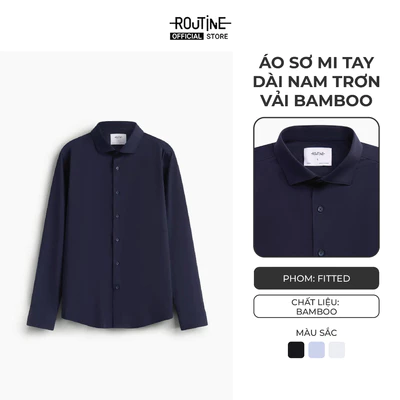 Áo Sơ Mi Tay Dài Nam Trơn Vải Bamboo Cao Cấp Form Fitted - Routine 10F24SHL070