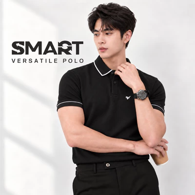 Áo polo trơn VERSATILE POLO TORANO bo kẻ logo ngực lịch lãm, nam tính FSTP009