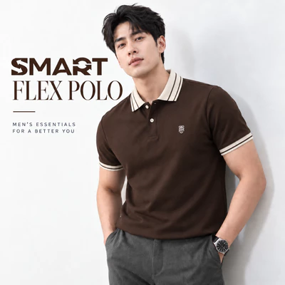 Áo polo nam SMART FLEX TORANO trơn logo ngực, Chống Nhăn, Thoáng Khí, Thiết Kế Trẻ Trung HSTP903